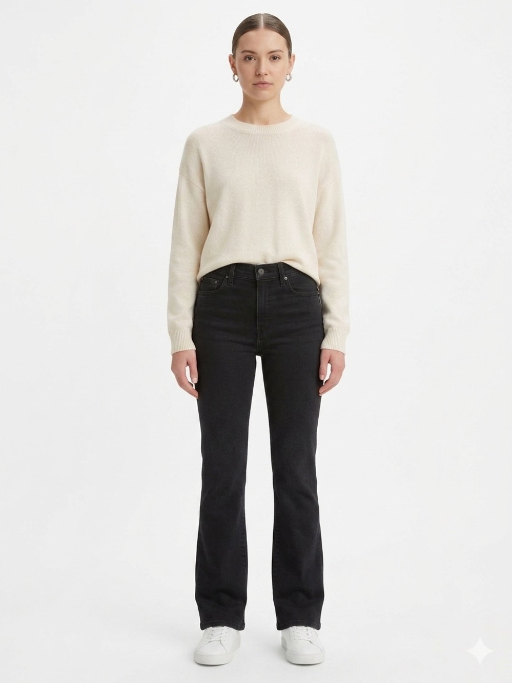 Women's Levi's 725 High Rise Bootcut Jeans Black Stretch Denim Size 27